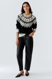 Oui Knit Jumper Black Pattern