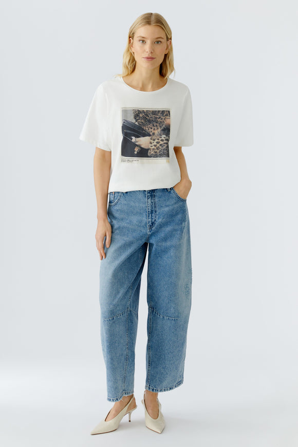 Oui T-Shirt With Decorative Print Off-white