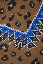 Oui Scarf Dark Camel/Blue Print