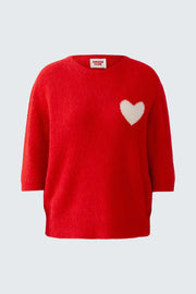 Oui Knit Sweater With Heart Red