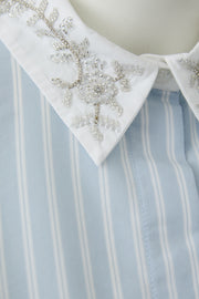 Oui Striped Blouse Blue/White