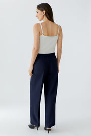 Oui Lacy Trousers Navy