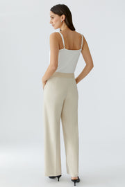 Oui Lacy Trousers Off-white