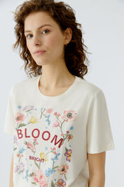Oui T-Shirt With 'Bloom Bright' Lettering