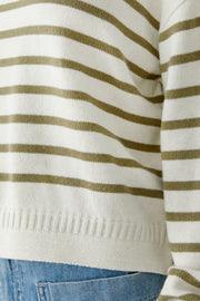 Oui Knit Striped Jumper White/Green