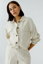 Oui Linen Jacket Biscuit