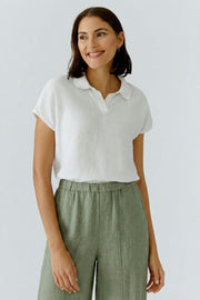 Oui Linen Patch Blouse Optic White