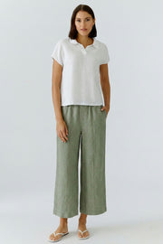 Oui Linen Patch Blouse Optic White