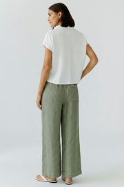 Oui Linen Patch Blouse Optic White