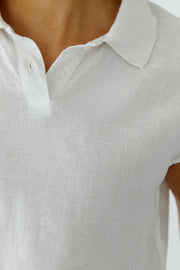 Oui Linen Patch Blouse Optic White