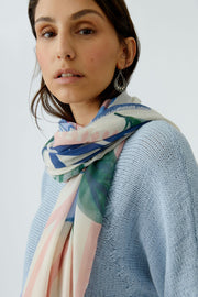 Oui Scarf Blue Floral Print
