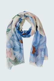 Oui Scarf Blue Floral Print