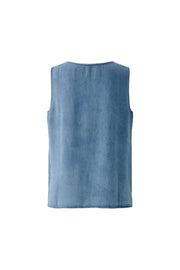 Oui V-Neck Sleeveless Top Denim Blue