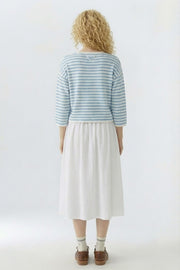Oui Knit Striped Jumper Off-white/Blue
