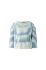 Oui Knit Striped Jumper Off-white/Blue