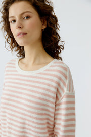 Oui Knit Striped Jumper Off-white/Pink