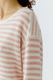 Oui Knit Striped Jumper Off-white/Pink