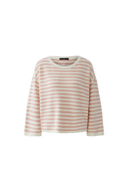 Oui Knit Striped Jumper Off-white/Pink