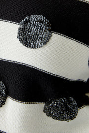Oui Knit Sweater Striped/Spot Pattern