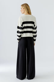 Oui Knit Sweater Striped/Spot Pattern