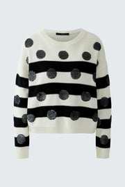 Oui Knit Sweater Striped/Spot Pattern