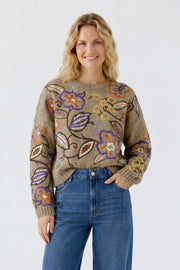 Oui Knit Sweater With Floral Embroidery