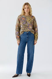 Oui Knit Sweater With Floral Embroidery