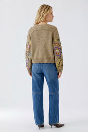 Oui Knit Sweater With Floral Embroidery