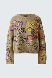 Oui Knit Sweater With Floral Embroidery