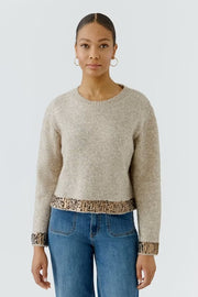 Oui Knit Jumper Light Beige Melange