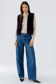 Oui Faux Fur Waistcoat Mysterioso