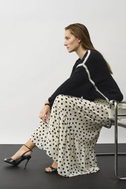 Oui Polka Dot Maxi Skirt White/Black