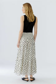 Oui Polka Dot Maxi Skirt White/Black