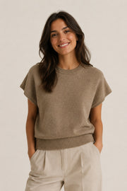 Oui Knit Jumper Taupe Melange
