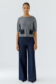 Oui Knit T-Shirt Grey