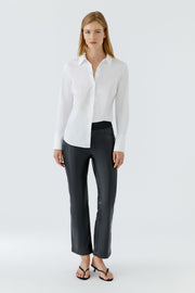 Oui Faux Leather Trouser Black
