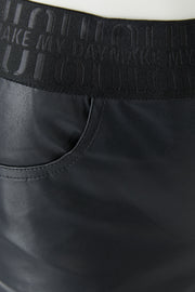 Oui Faux Leather Trouser Black
