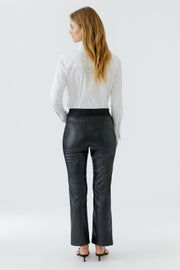 Oui Faux Leather Trouser Black