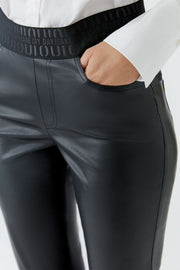 Oui Faux Leather Trouser Black