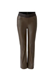 Oui Faux Leather Trouser Dark Brown