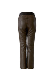 Oui Faux Leather Trouser Dark Brown