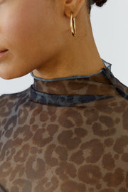 Oui Mesh Top Leo Print