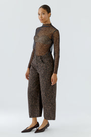 Oui Mesh Top Leo Print
