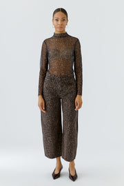 Oui Mesh Top Leo Print