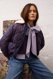 Oui Reversible Jacket Dark Violet/Olive/Navy