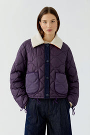 Oui Reversible Jacket Dark Violet/Olive/Navy