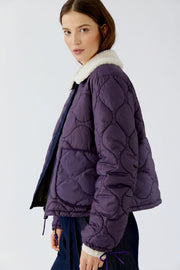 Oui Reversible Jacket Dark Violet/Olive/Navy