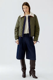 Oui Reversible Jacket Dark Violet/Olive/Navy