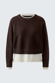Oui Knit Sweater Dark Brown/Off-white