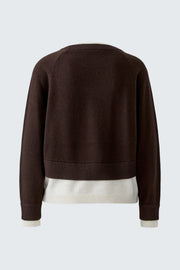 Oui Knit Sweater Dark Brown/Off-white
